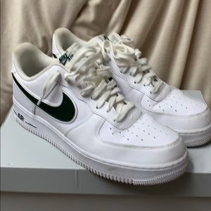white nikes green swoosh